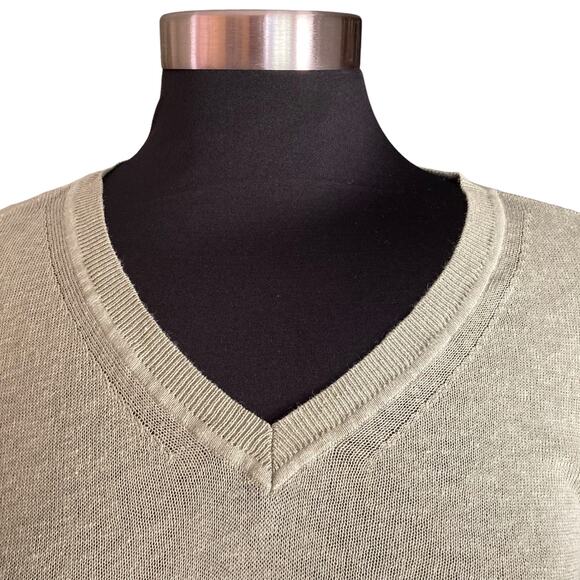 Lou & Grey Linen Blend Moss Green Striped Sweater MEDIUM Nautical Coastal Summer - Picture 3 of 8